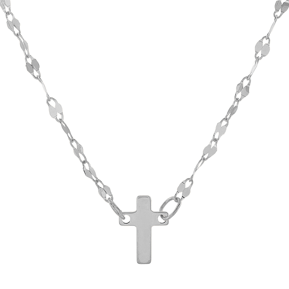 Cross Pendant in 14K White Gold (18 in)