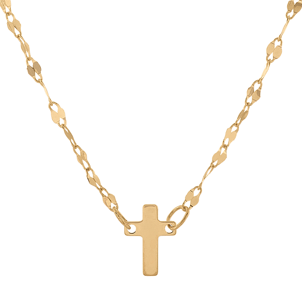 Cross Pendant in 14K Yellow Gold (18 in)