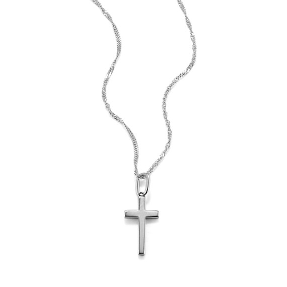 Cross Pendant In 14k White Gold 18 In Shane Co