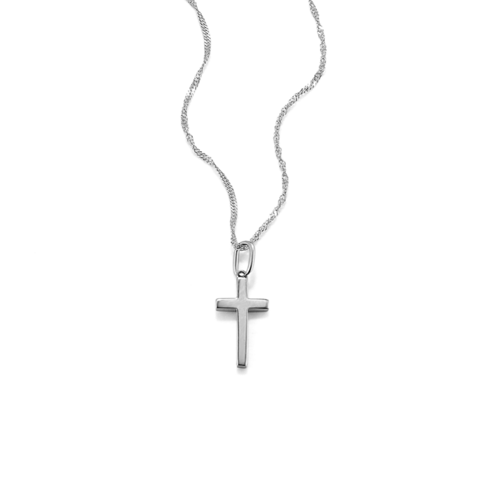 14K White Gold Cross Pendant