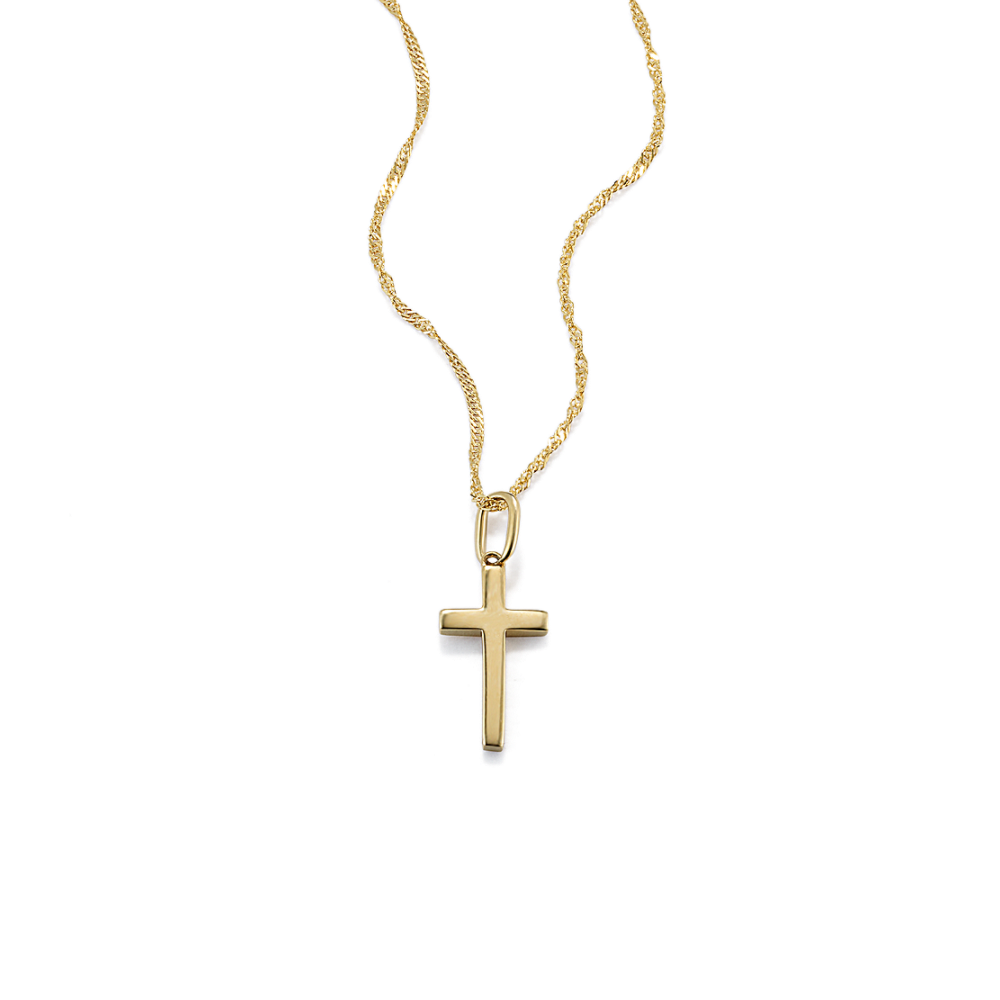 Cross Pendant in 14k Yellow Gold (18 in) | Shane Co.