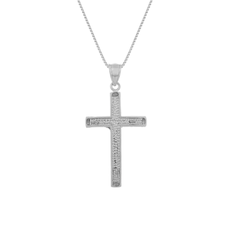 Sarai Crucifix Pendant in 14K White Gold (24 in)