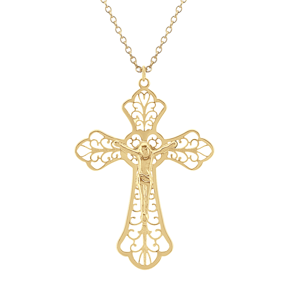 Crucifix Pendant in 14k Yellow Gold (18 in)