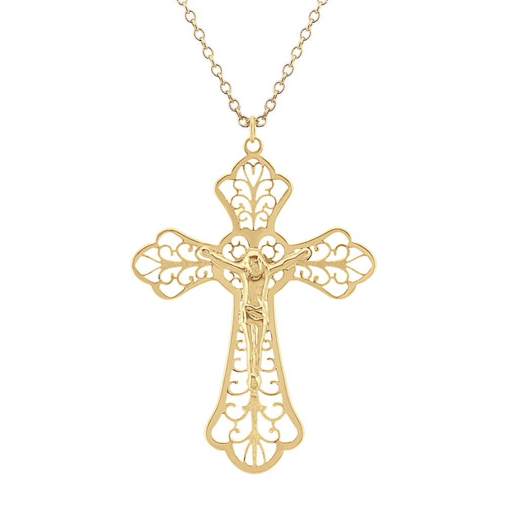 Crucifix Pendant in 14k Yellow Gold (18'')