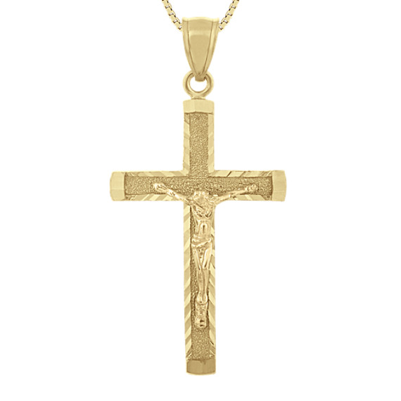 Crucifix Pendant in 14k Yellow Gold (24 in)
