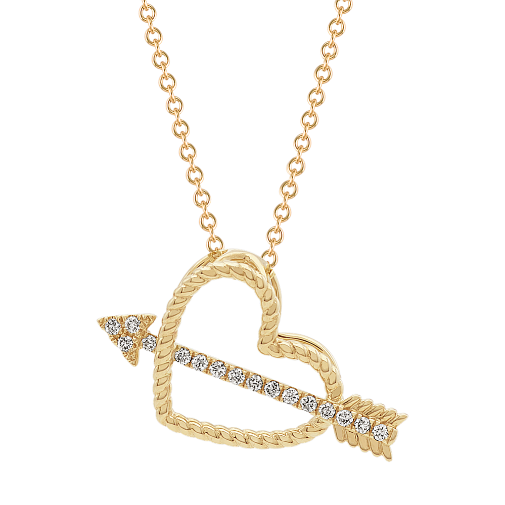 Cupid Heart and Arrow Pendant (22'')