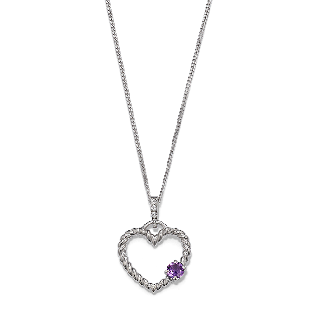 Amethyst Heart Necklace in Sterling Silver