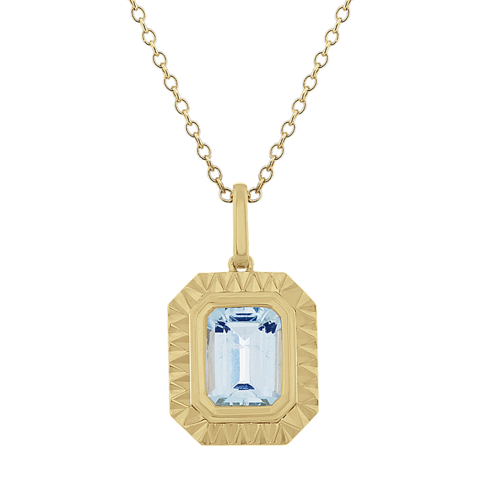 Curio Aquamarine Pendant in 14K Yellow Gold (18'')