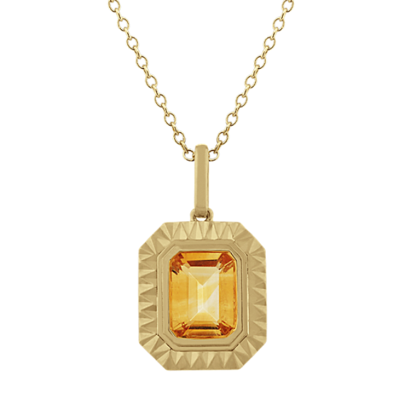 Curio Natural Citrine Pendant in 14K Yellow Gold (18 in)