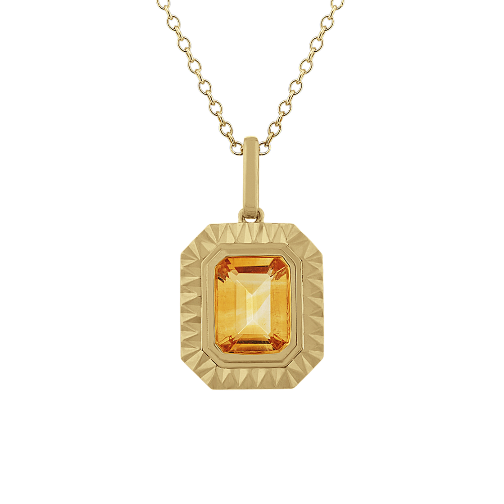Curio Natural Citrine Pendant in 14K Yellow Gold (18 in)