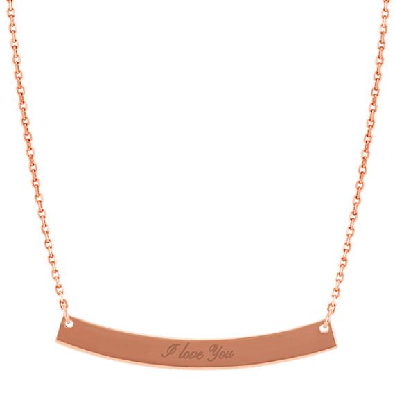 Curved Bar Necklace in 14k Rose Gold (18 in)