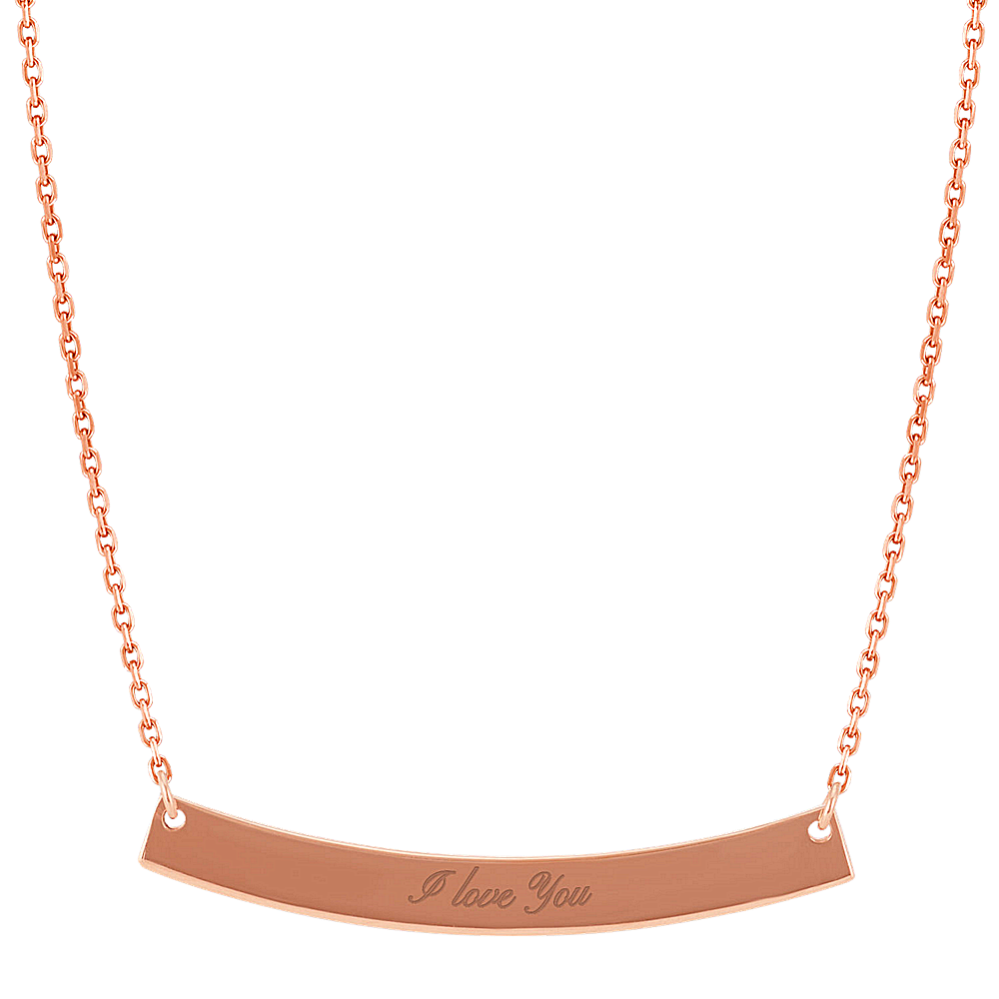 Curved Bar Necklace in 14k Rose Gold (18 in)