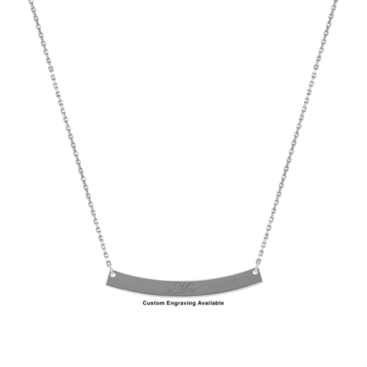 Curved Bar Necklace in 14k White Gold (18 in)
