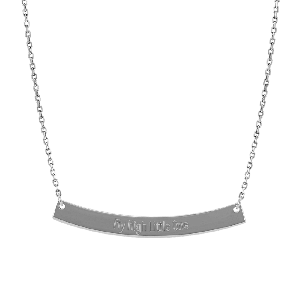 Curved Bar Necklace in 14k White Gold (18 in)