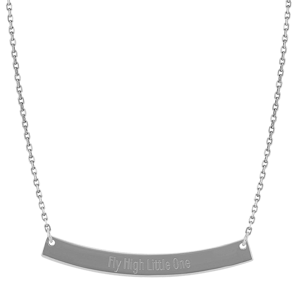 Curved Bar Necklace in 14k White Gold (18'')