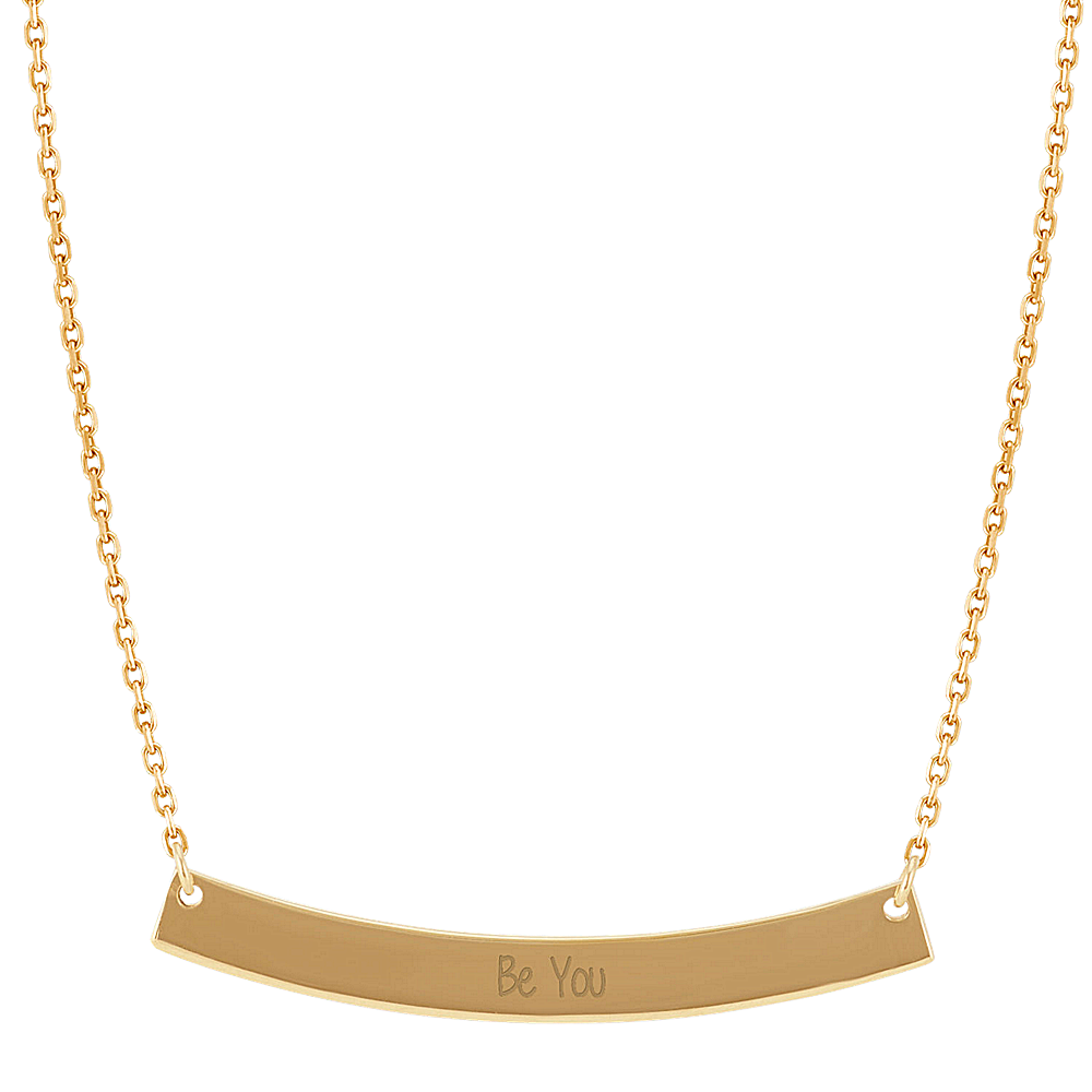 Engraved Bar Necklace 14K Yellow Gold / 18in / Staple Chain