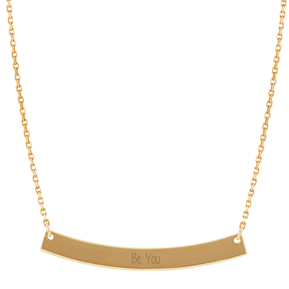 Curved Bar Necklace in 14k Yellow Gold (18'')