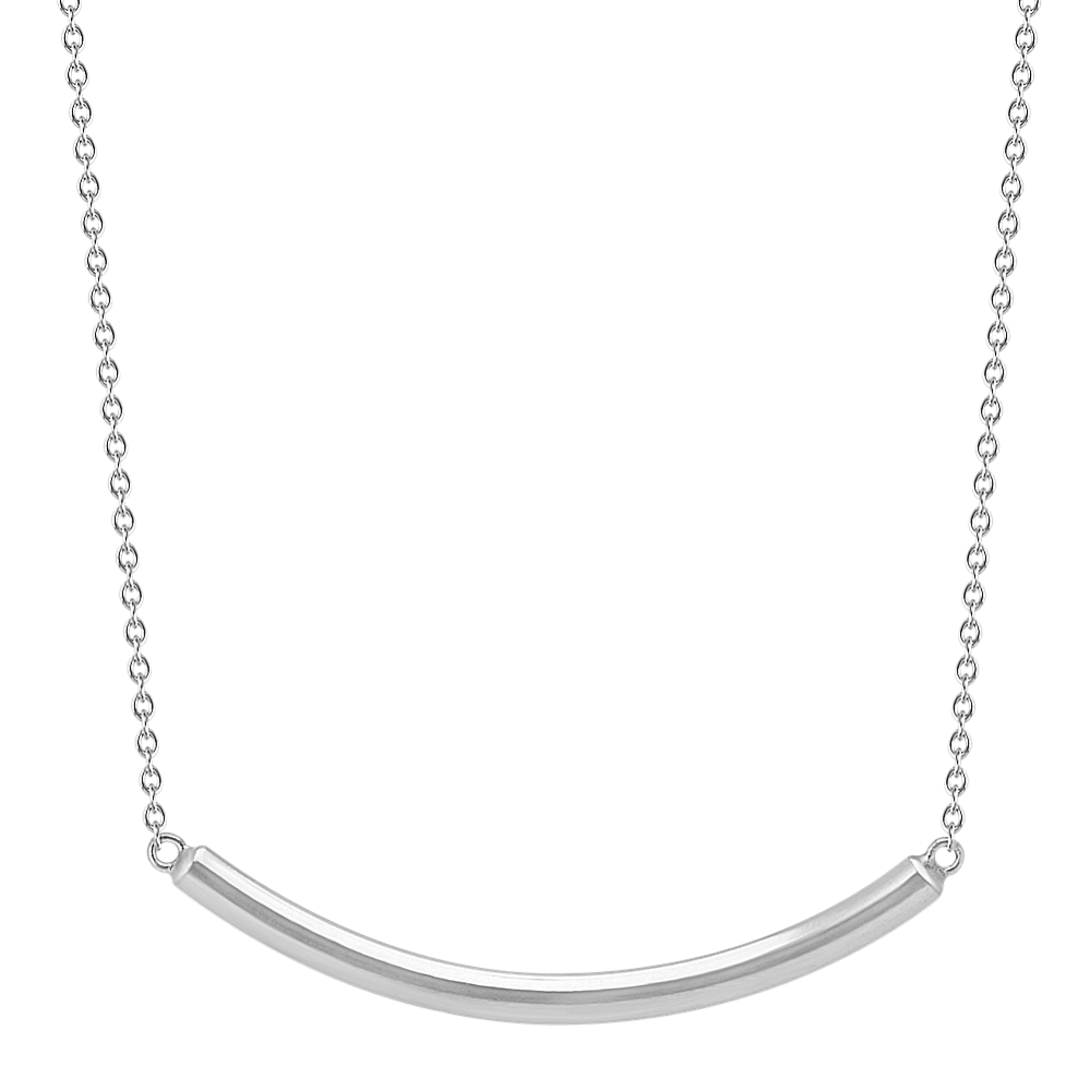 Curved Bar Necklace in Sterling Silver (18 in)