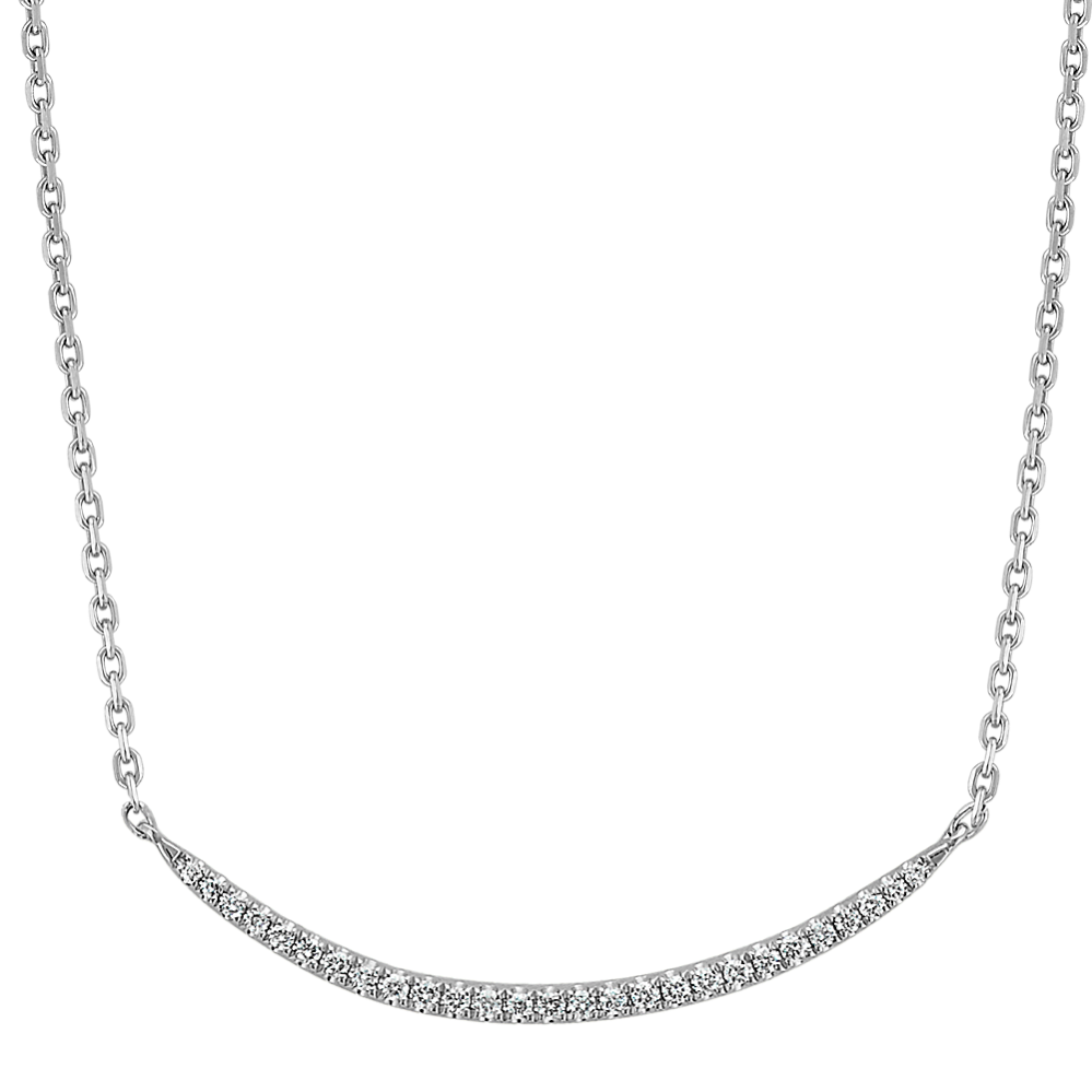 Curved 0.10 tcw Diamond Bar Necklace
