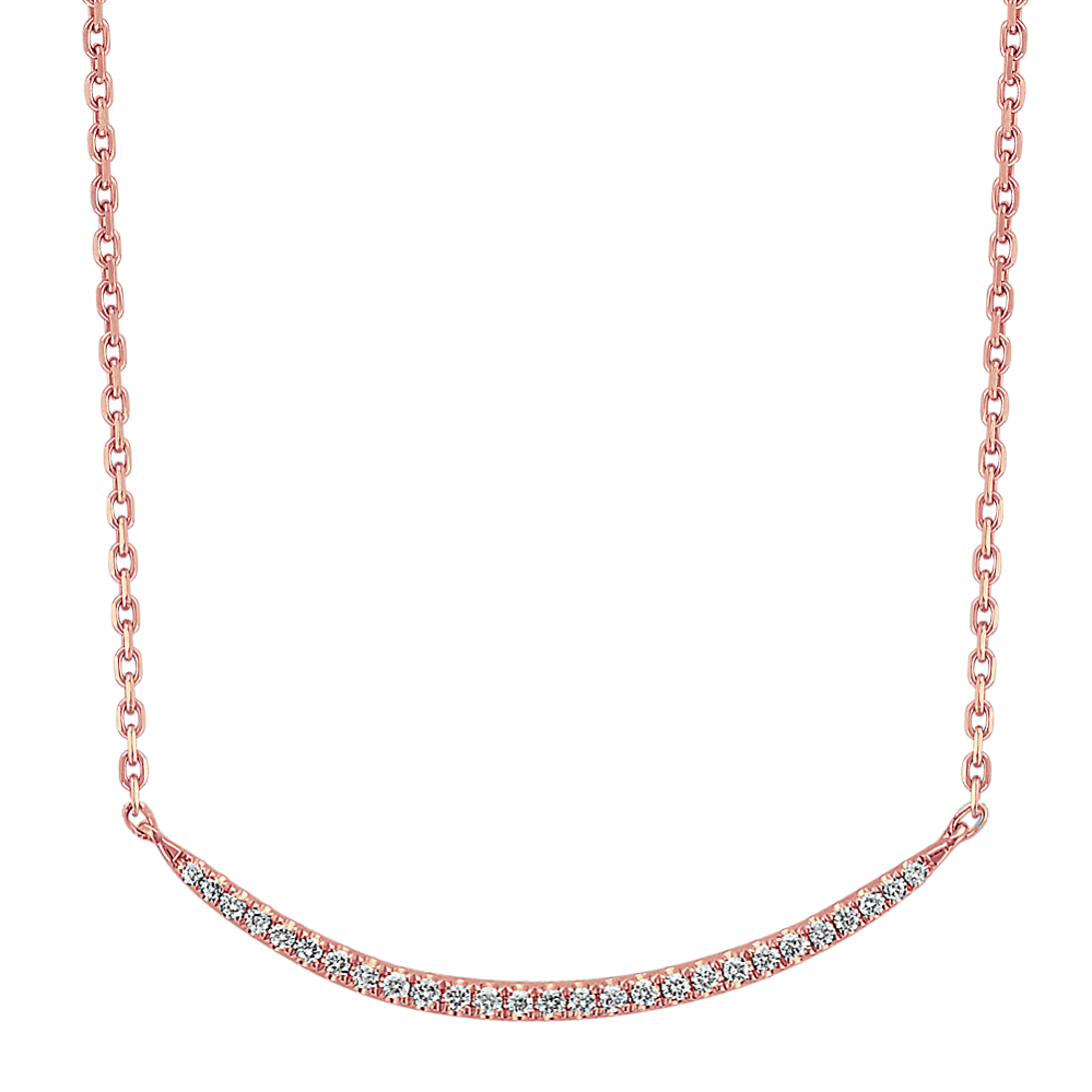 Curved Diamond Necklace in 14k Rose Gold (18 in)
