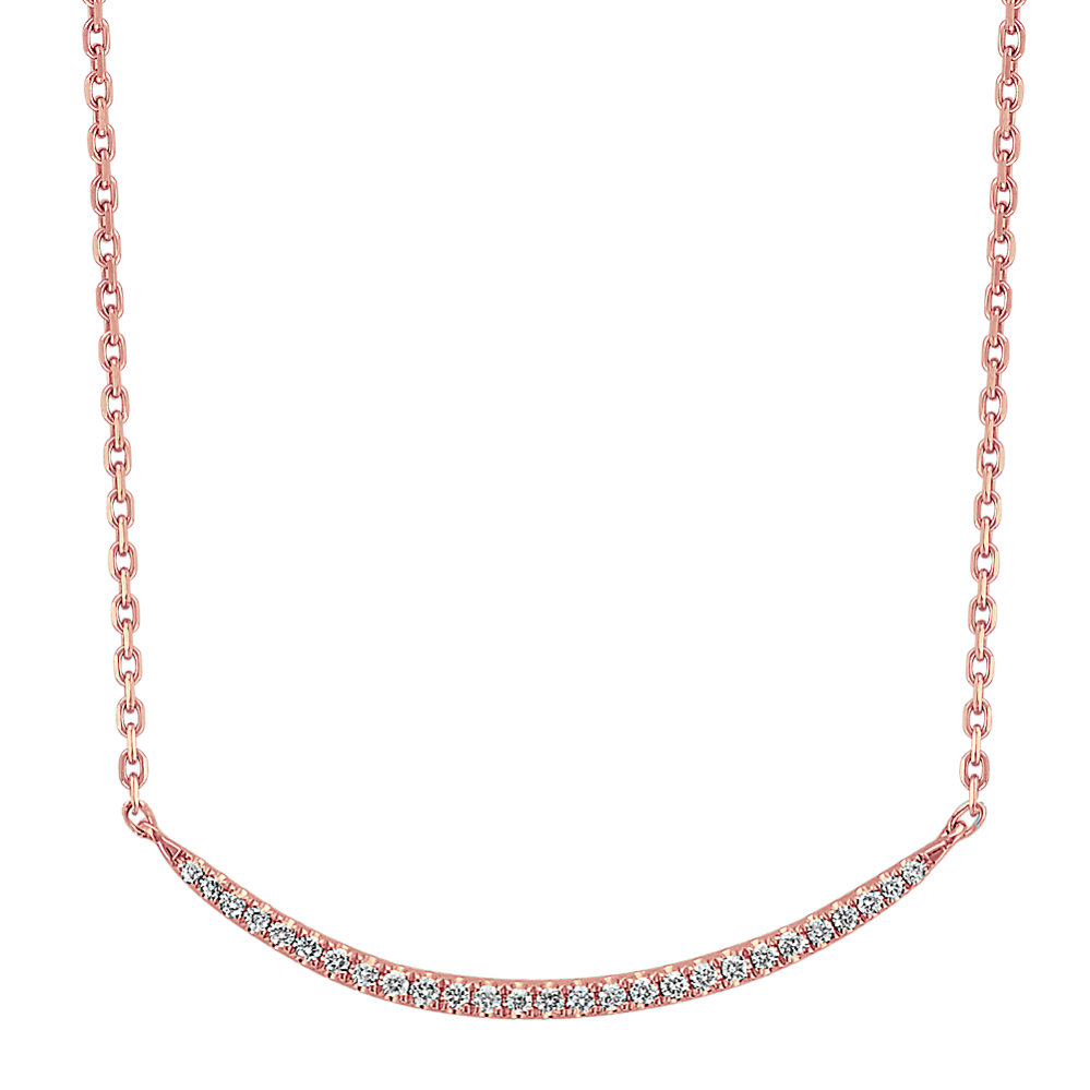 Curved 0.10 tcw Diamond Bar Necklace