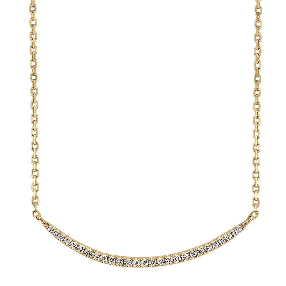 Curved Diamond Necklace in 14k Yellow Gold (18 in)