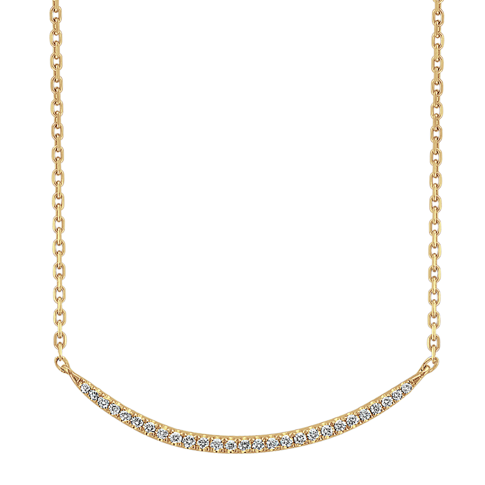 Curved 0.10 tcw Diamond Bar Necklace
