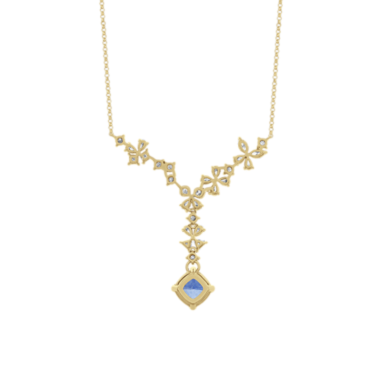 Dangle Diamond and Sapphire Pendant (18 in)