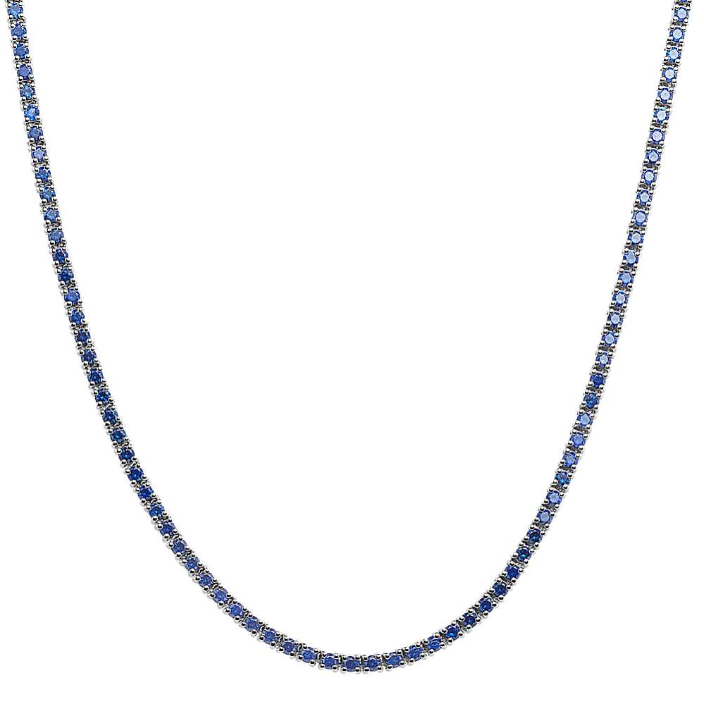 Danube 3.80 ct Traditional Blue Sapphire Tennis Necklace (18 in)