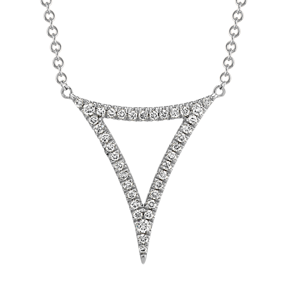 Diamond Abstract Triangle Necklace in 14k White Gold (17 in)