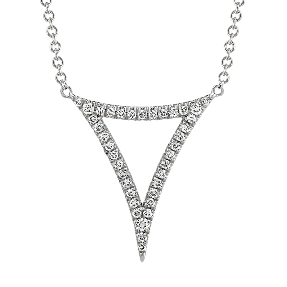 Diamond Abstract Triangle Necklace in 14k White Gold (17'')