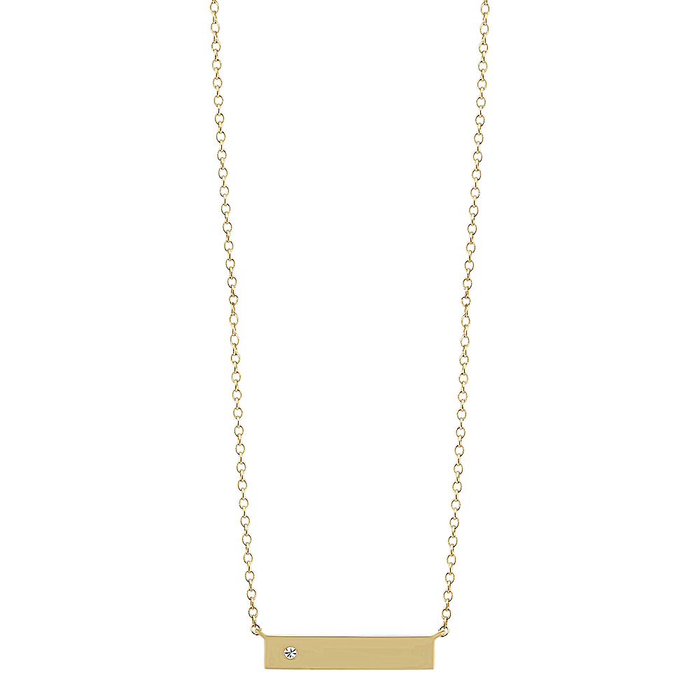 Diamond Accent Engravable Bar Necklace (18 in) | Shane Co.