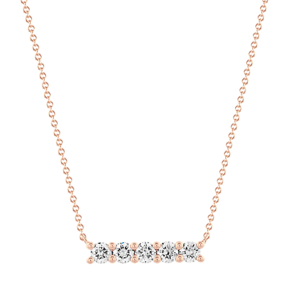 Diamond Bar Necklace in 14K Rose Gold (18'')