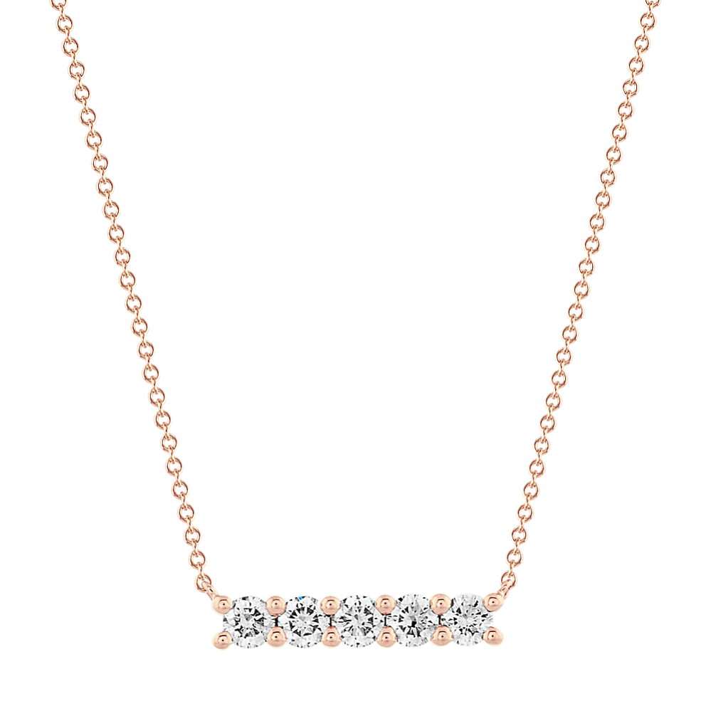 Diamond Bar Necklace in 14K Rose Gold (18 in)