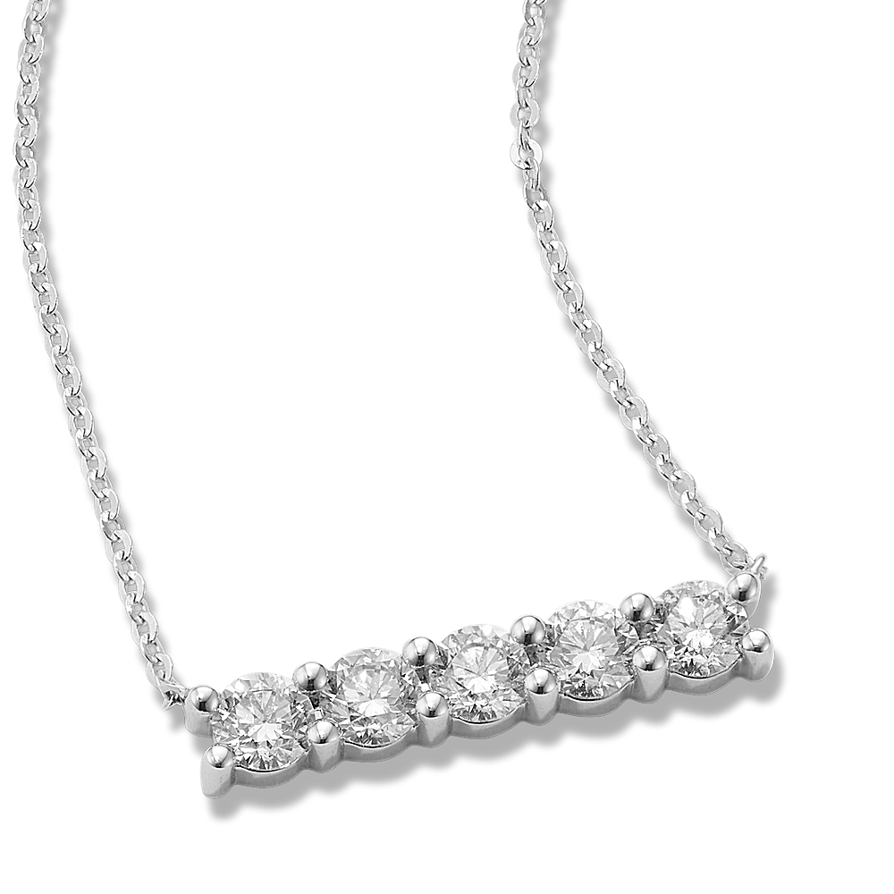 Priya Diamond Bar Necklace in 14K White Gold (18 in)