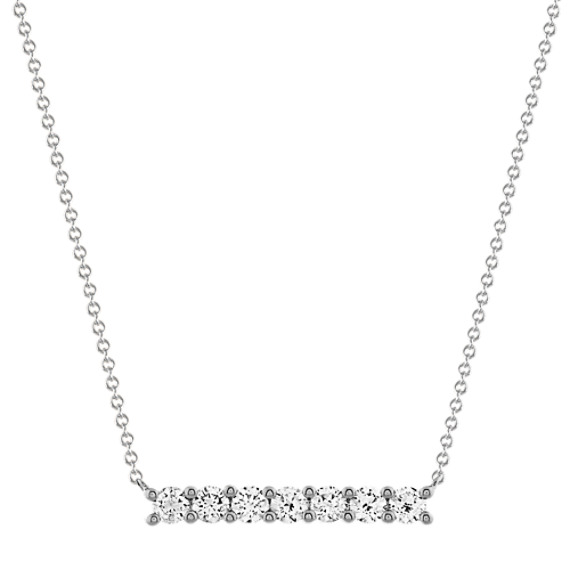 Diamond Bar Necklace in 14K White Gold (20 in)