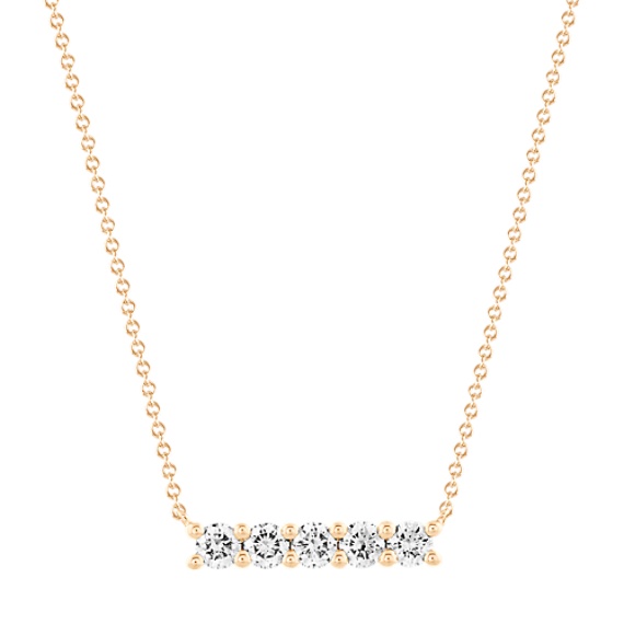 Diamond Bar Necklace in 14K Yellow Gold (18'')