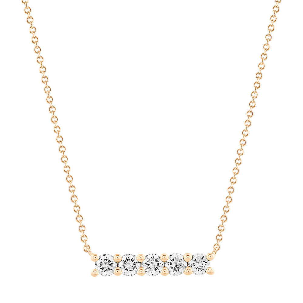 Diamond Bar Necklace in 14K Yellow Gold 18 Shane Co