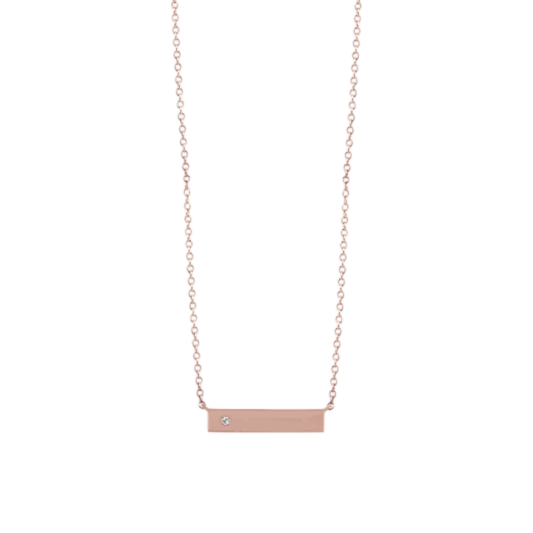Abigail Natural Diamond Bar Necklace in 14K Rose Gold (18 in)