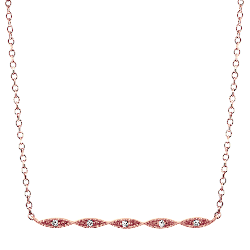 Diamond Bar Necklace in 14k Rose Gold (18 in)
