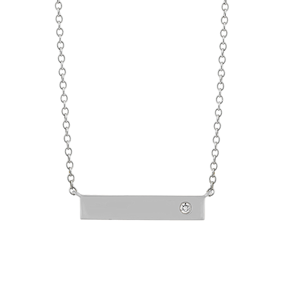 Abigail Natural Diamond Bar Necklace in 14K White Gold (18 in)