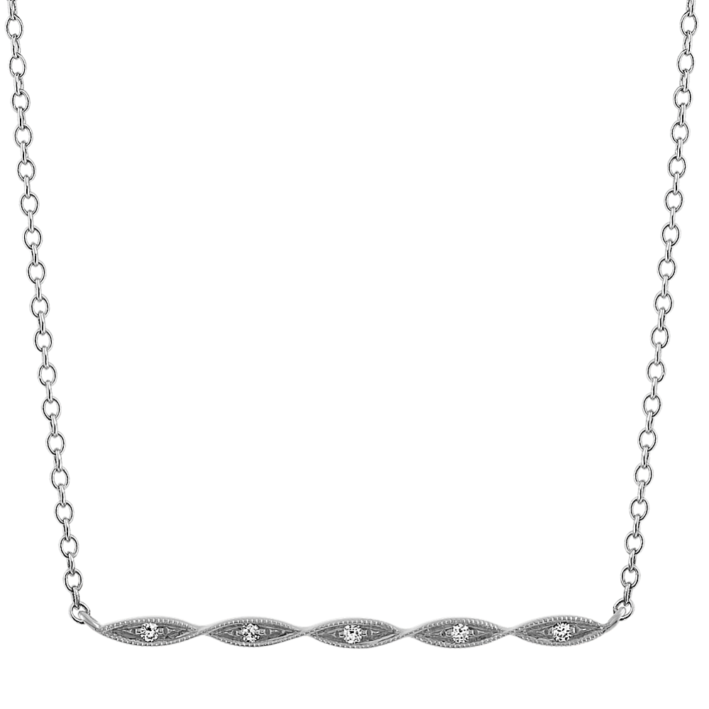 Diamond Bar Necklace in 14k White Gold (18'')