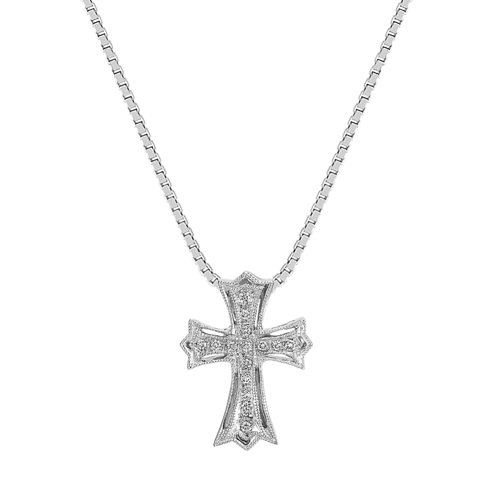 Diamond Budded Cross Pendant (18 in)