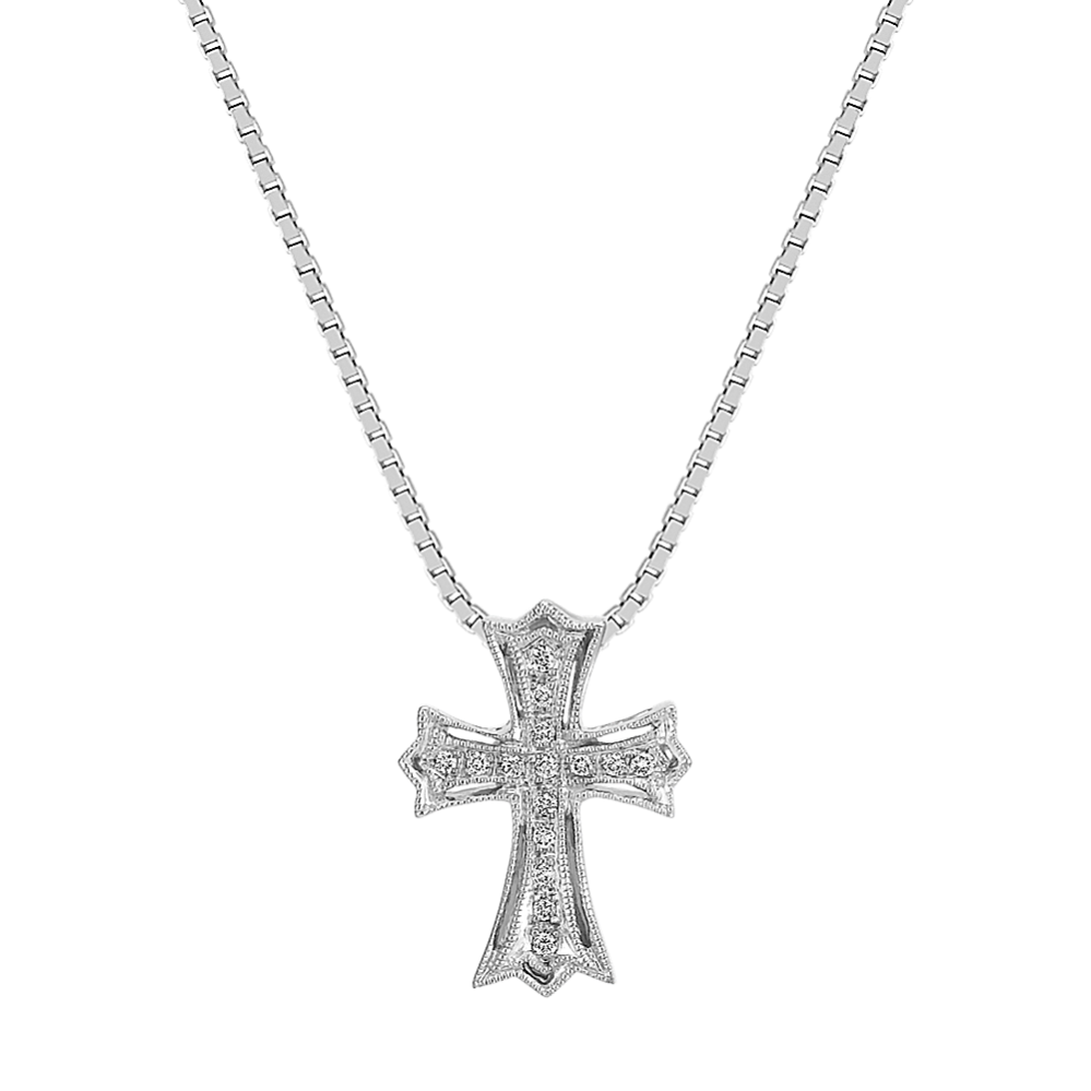 Diamond Budded Cross Pendant (18'')