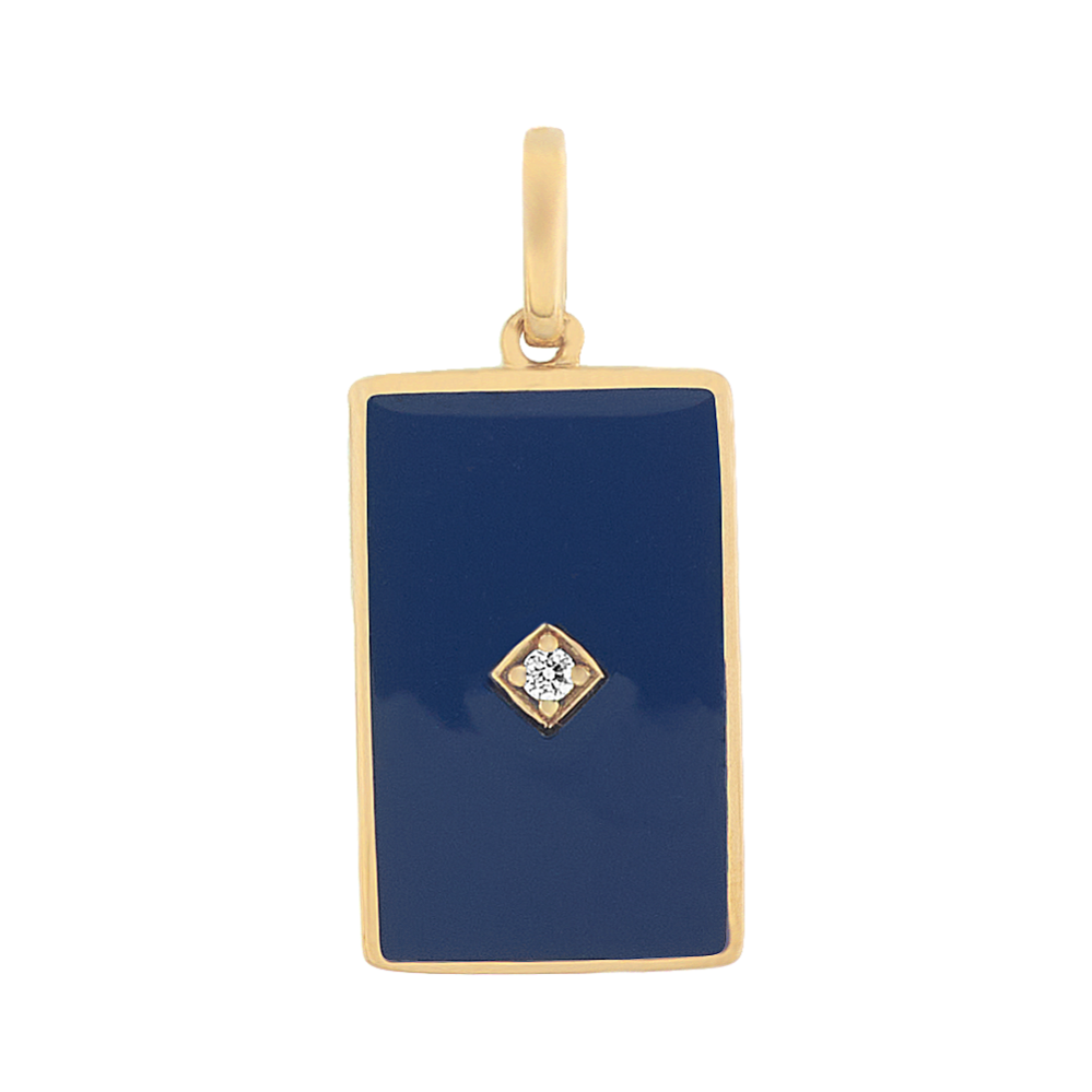 Diamond Charm with Blue Enamel
