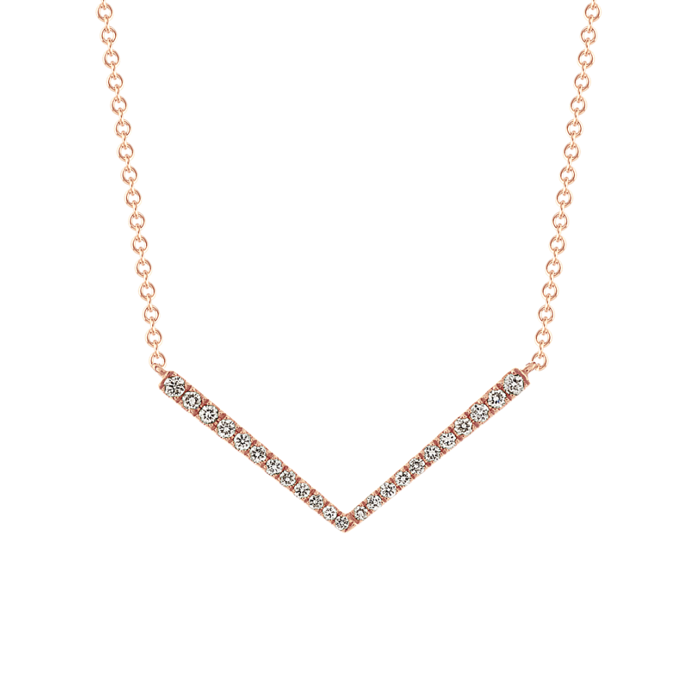 Napoli Diamond V Bar Necklace in 14k Rose Gold (18 in)