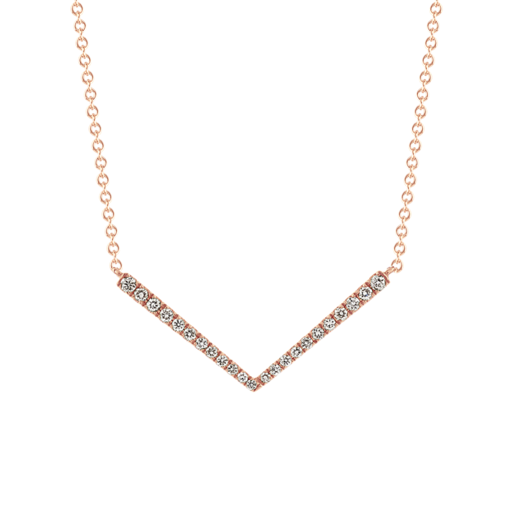 Napoli Diamond V Bar Necklace in 14k Rose Gold (18 in)