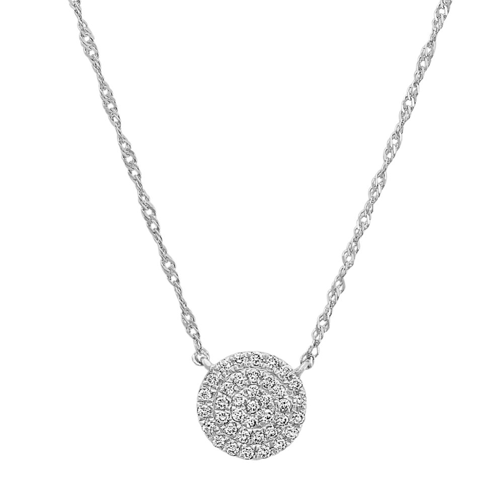 Diamond Circle Cluster Necklace in 14k White Gold (18 in)