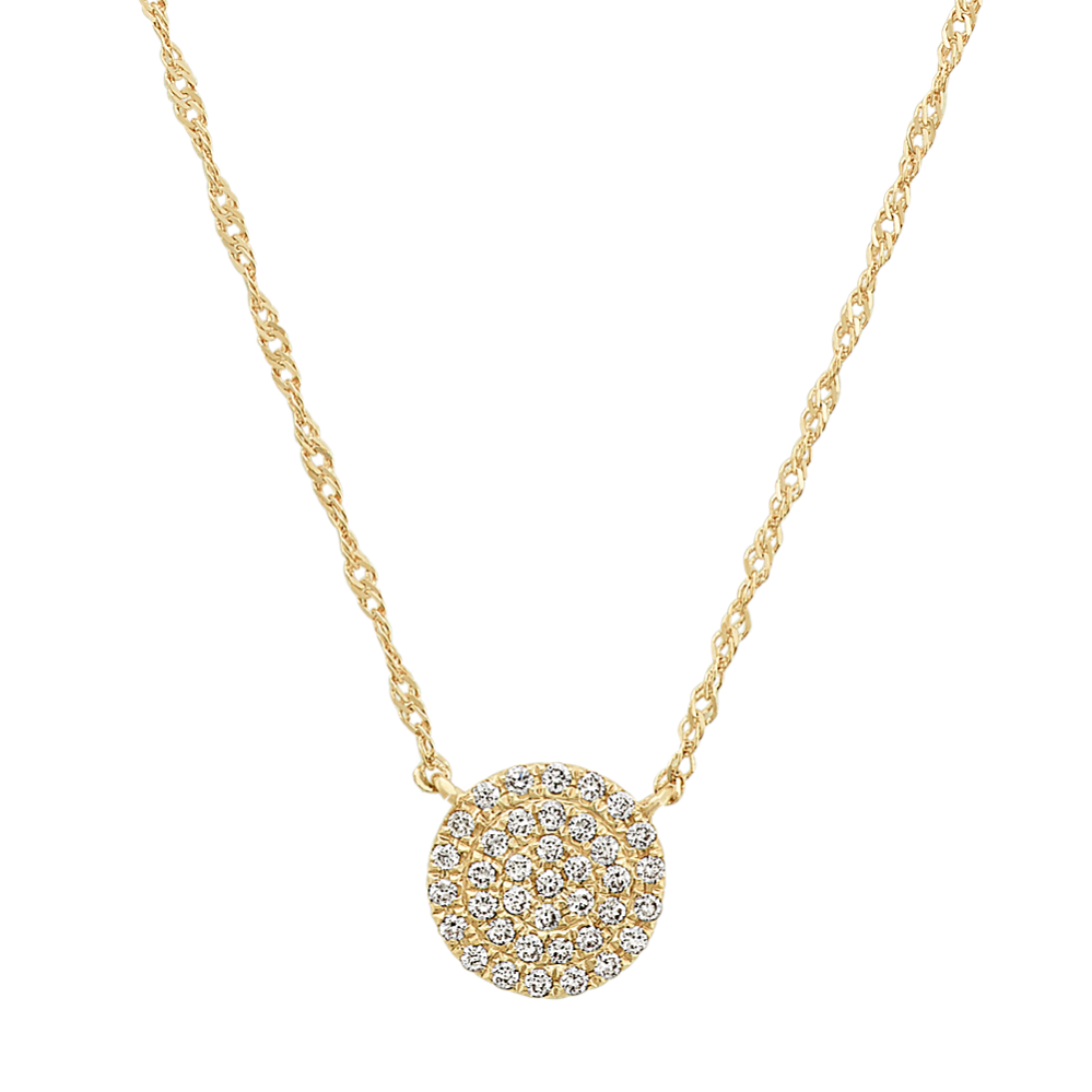Diamond Circle Cluster Necklace in 14k Yellow Gold (18 in)