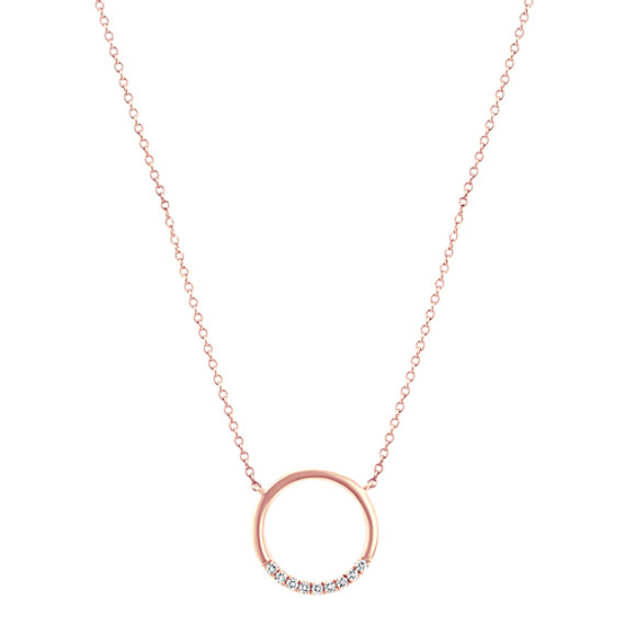 Diamond Circle Necklace in 14k Rose Gold (18 in)